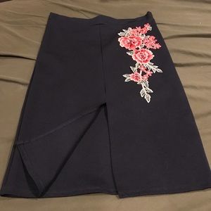 Papermoon rose pencil skirt with slit in front